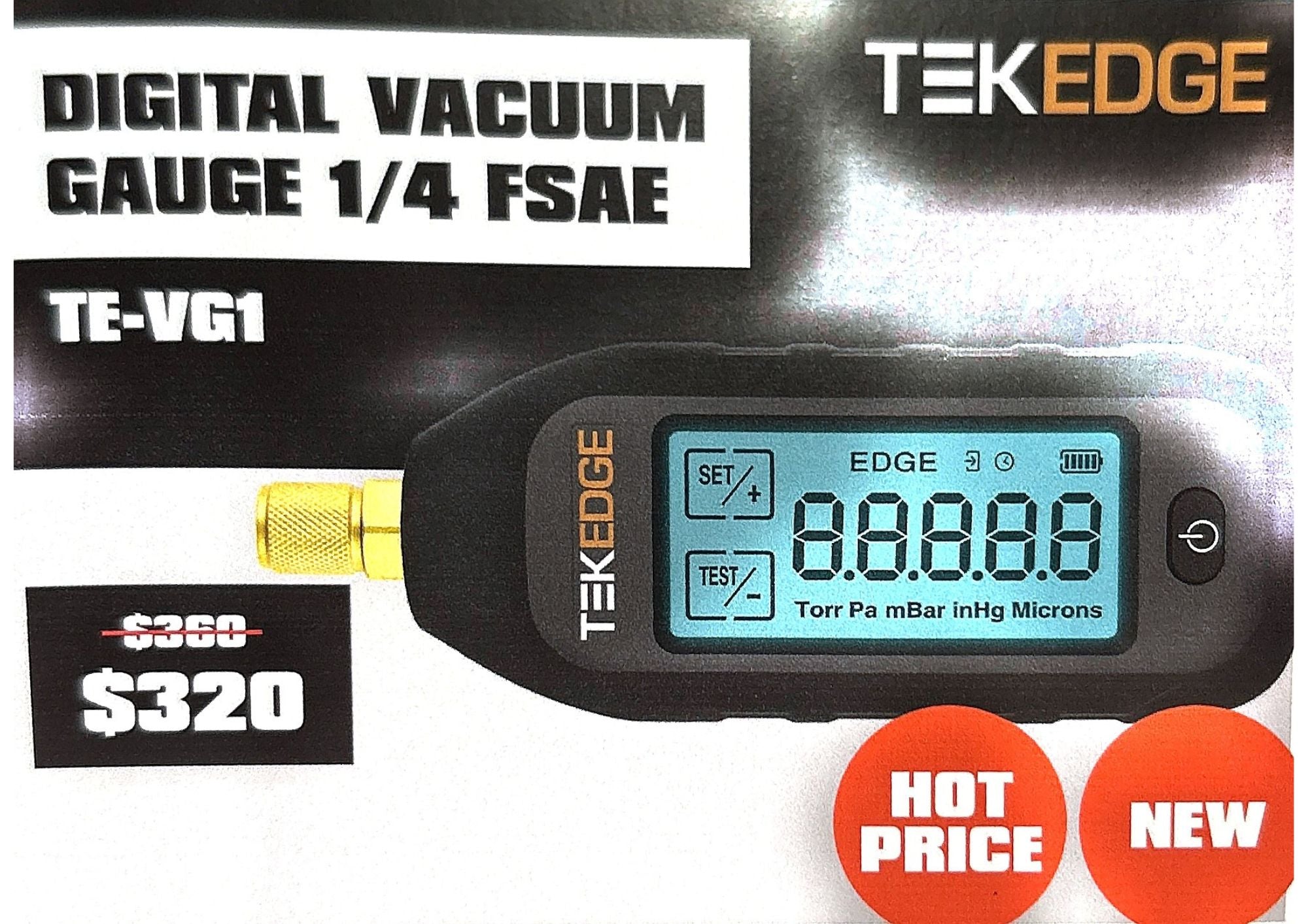 TEKEDGE DIGITAL VACUUM GAUGE 1/4 FSAE