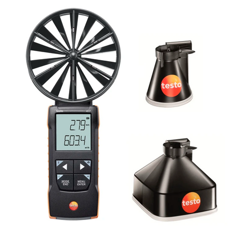 TESTO 417 KIT 1 - VANE ANEMOMETER WITH MEASURMENT FUNNELS