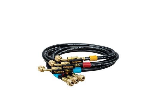 FIELDPIECE HR3B 3 X 5FT 1/4" X 1/4" PREMIUM BLACK HOSE SET WITH BAL VALVES