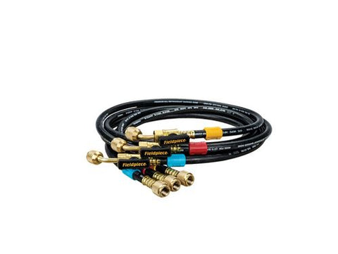 FIELDPIECE HR3B 3 X 5FT 1/4" X 1/4" PREMIUM BLACK HOSE SET WITH BAL VALVES