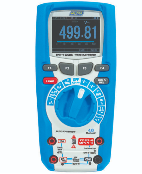MAJOR TECH TRMS INDUSTRIAL MULTIMETER WITH TFT & BLUETOOTH, CATIV, 600V