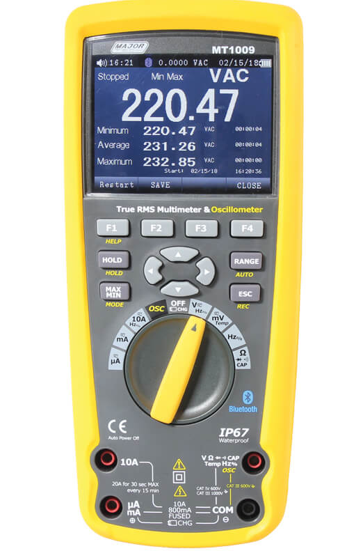 MAJOR TECH TRUE RMS MULTIMETER & SCOPE, IP67, DATA LOGGER, BLUETOOTH